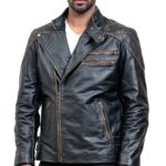 Skull Leather Distressed Cowhide Motorcycle Jacket Sale USA