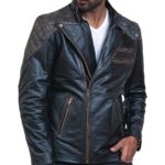 Skull Leather Distressed Cowhide Motorcycle Jacket - Image 4