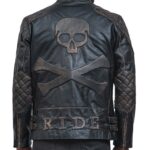 Skull Leather Distressed Cowhide Motorcycle Jacket Sale USA Online