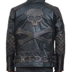 Skull Leather Distressed Cowhide Motorcycle Jacket Sale USA