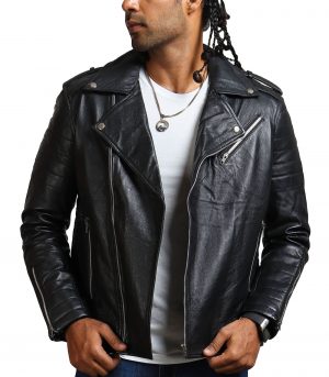 Mens Black Boda Biker Leather Jacket