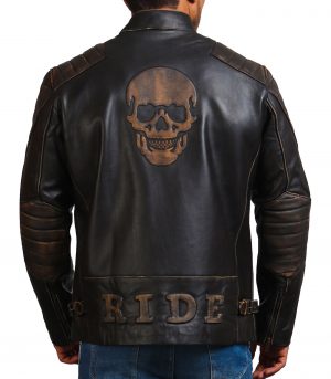 Ride Skull Motorcycle Cowhide Leather Jacket