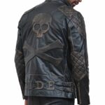 Skull Leather Distressed Cowhide Motorcycle Jacket