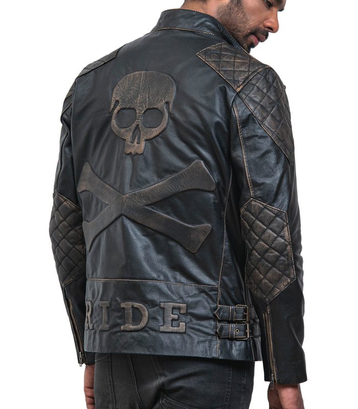 Black Leather Jacket For Men : Leather Biker Jacket Skull