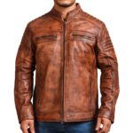 Cafe Racer Vintage Brown Cowhide Motorcycle Jacket