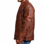 Cafe Racer Vintage Brown Cowhide Motorcycle Jacket - Image 4