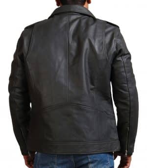 Men Grey Brando Cowhide Leather Jacket - Image 4