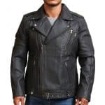 Men Grey Brando Cowhide Leather Jacket