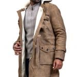 Bane Distressed Brown Cowhide Fur Winter Leather Coat