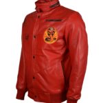 Men Snake Cobra Red Faux Leather Jacket - Image 4