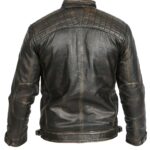 Men Distressed Cow Men Motorcycle Leather Jacket - Image 3