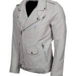 Premium Quality White Brando Lambskin Leather Jacket - Image 4