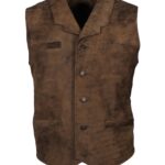 Men's Distressed Brown Biker Leather Vest Sale USA