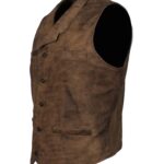 Men's Distressed Brown Biker Leather Vest Sale USA