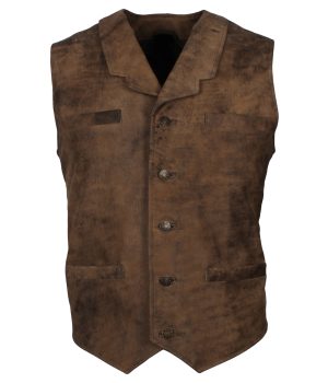 Men's Distressed Brown Biker Leather Vest Sale USA