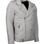 Premium Quality White Brando Lambskin Leather Jacket - Image 3