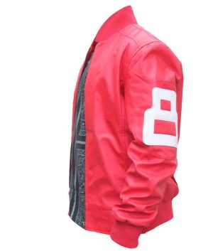 Pink Unisex 8 Ball Bomber Leather Jacket - Image 2