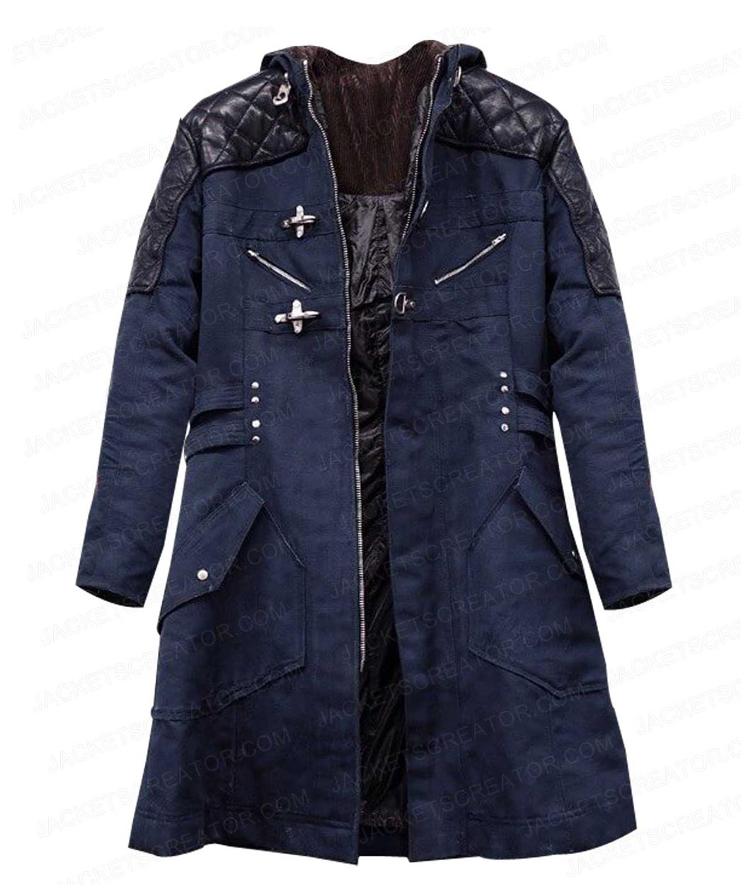 Devil May Cry 5 Blue Nero Coat with Hood - USA Leather Factory