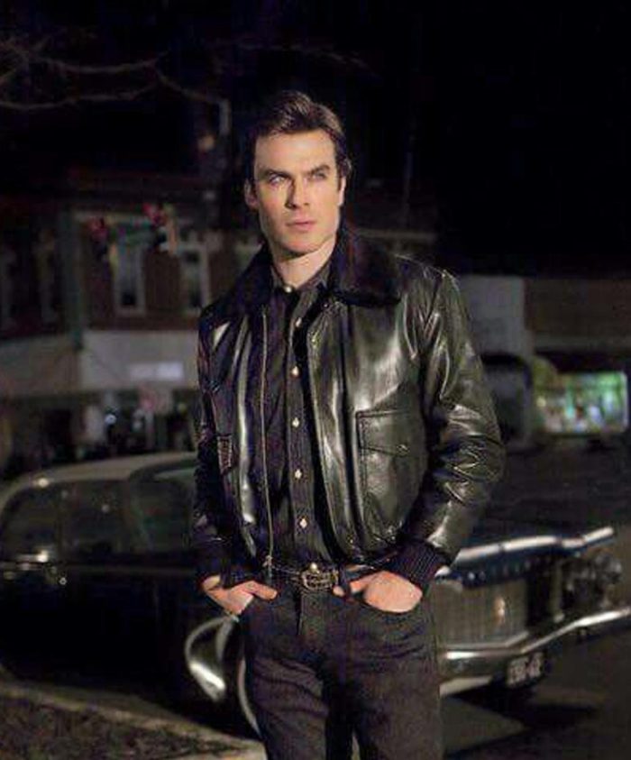 Damon-Salvatore-Black-Fur-Collar-Bomber-Leather-Jacket