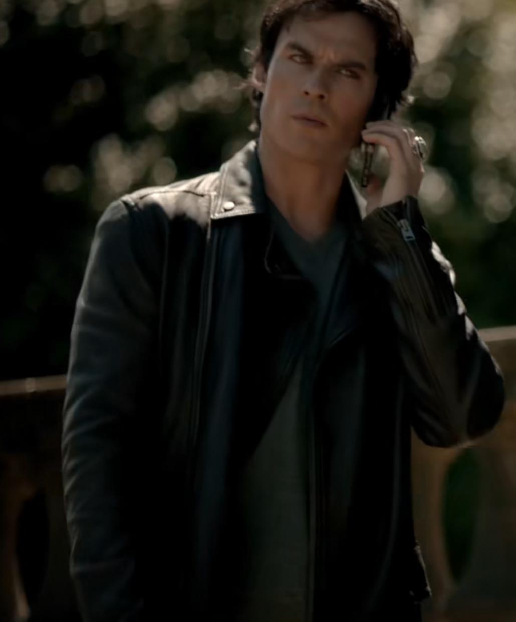 Damon-Salvatore-Vampire-Diaries-Leather Jacket