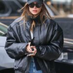 Hailey-Beiber-Black-Bomber-Leather-Jacket
