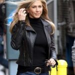 Jennifer Aniston Black Women Biker Leather Jacket - Image 2