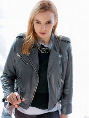 Killing Eve Jodie Comer Grey Leather Jacket - Image 3