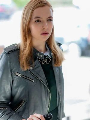 Killing Eve Jodie Comer Grey Leather Jacket