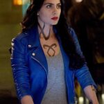 Shadowhunters Isabelle Lightwood Motorcycle Blue Leather Jacket - Image 1