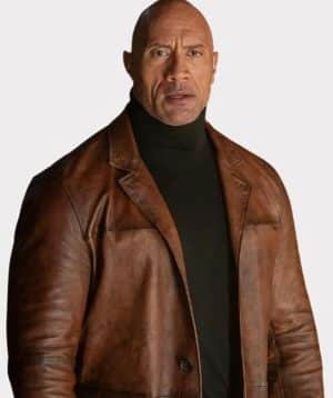 Red-Notice-The-Rock-Brown-Dwayne-Johnson-Leather-Coat