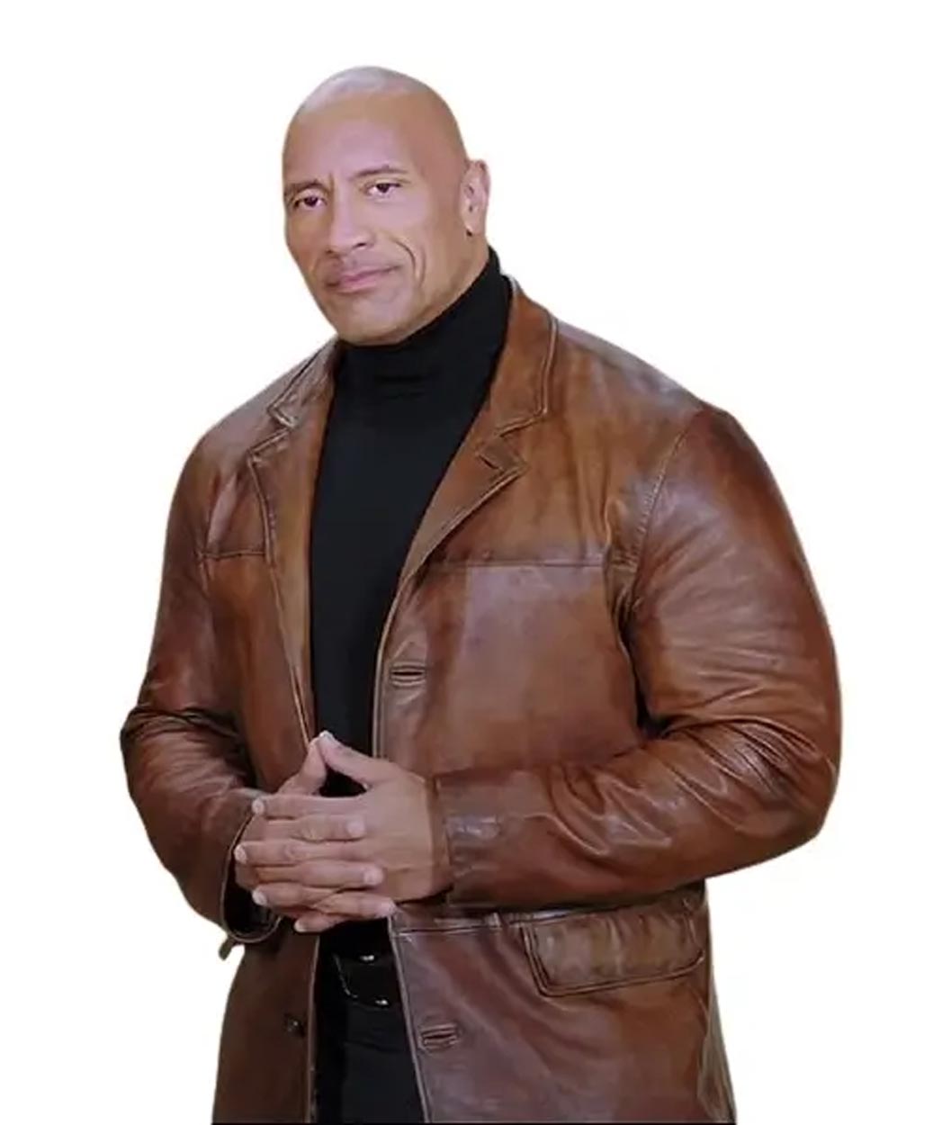 The-Rock-Brown-Dwayne-Johnson-Leather-Coat-Sale USA