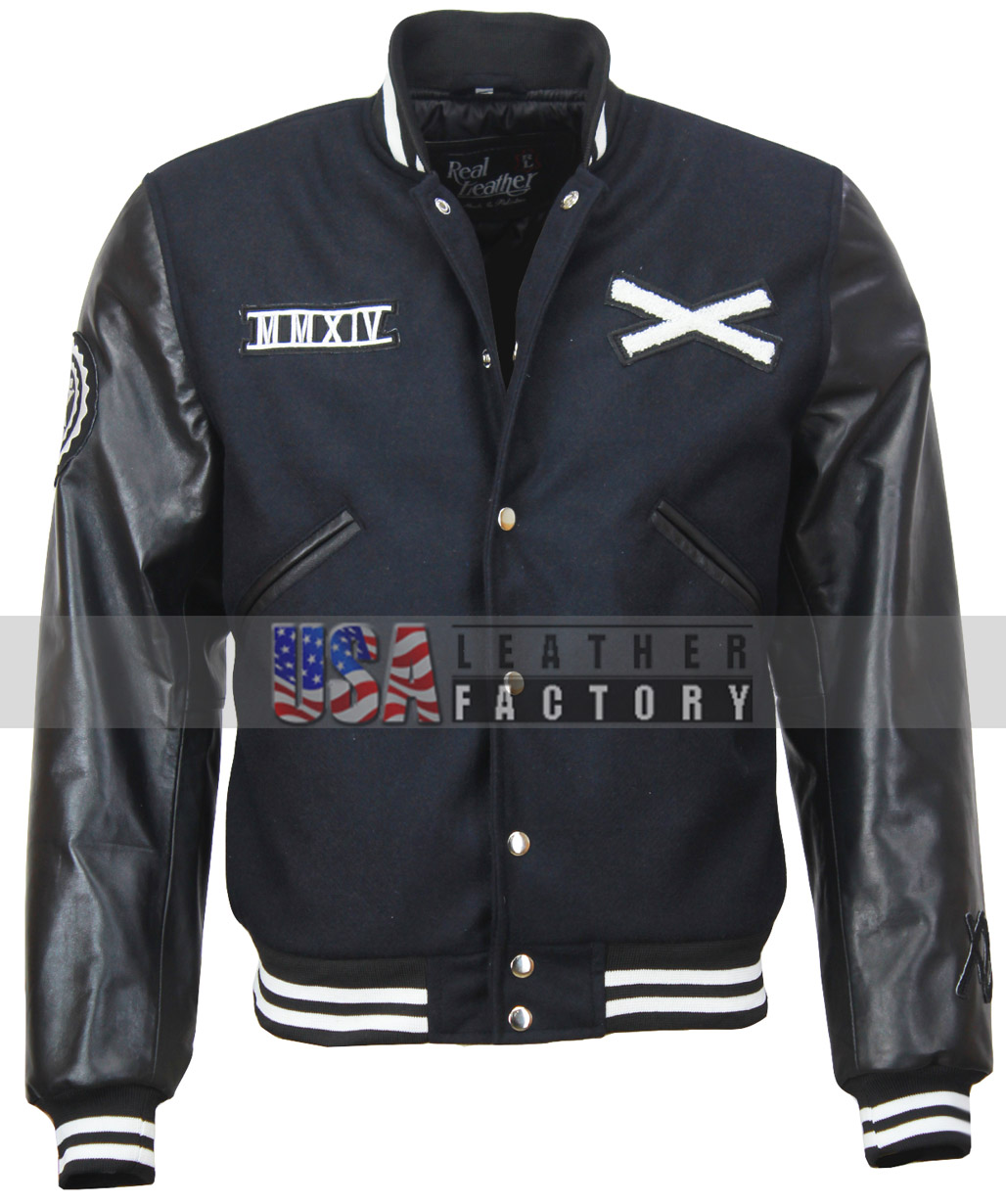 XO The Weekend Black Varsity Jacket - USA Leather Factory XO The Weekend Black Varsity Jacket - USA Leather Factory