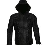 Stephen Amell Oliver Queen Arrow Leather Jacket with Hoodie - Image 2