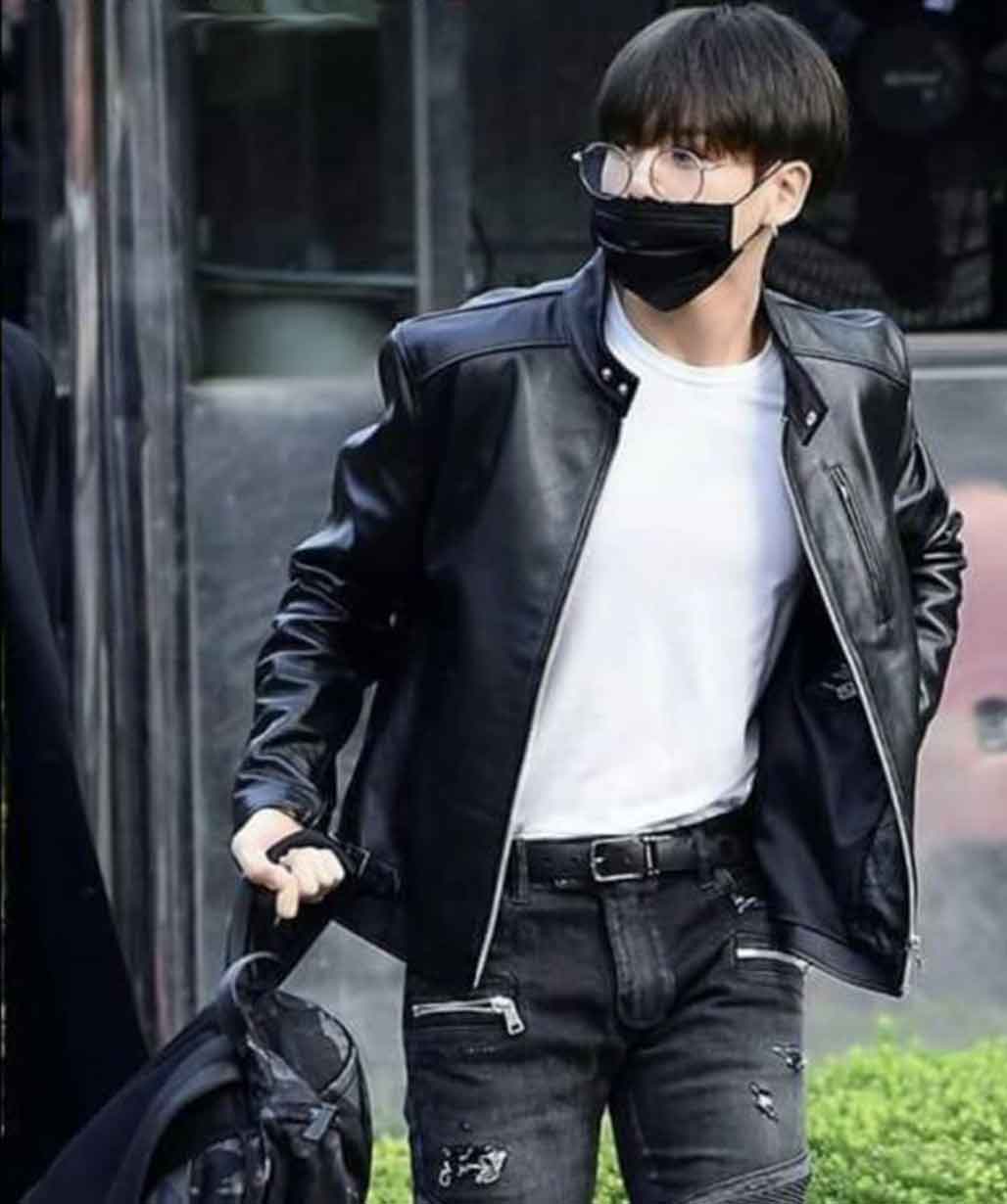 Jungkook Black Leather Jacket