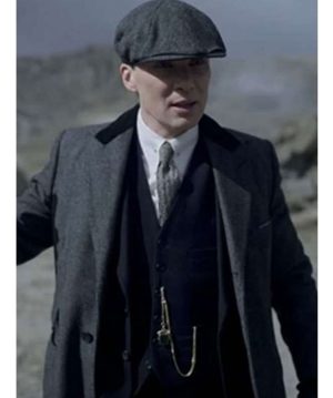 Peaky Blinders Thomas Shelby Grey Wool Coat Outfit on Sale free shipping worldwide