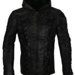 Stephen-Amell-Olive-Queen-Arrow-Leather-Jacket-with-Hoodie