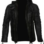 Stephen Amell Oliver Queen Arrow Leather Jacket with Hoodie - Image 3