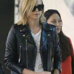 Women Black Biker Charlize Theron Jacket