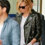 Women Black Biker Charlize Theron Jacket - Image 3