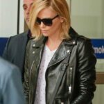 Women Black Biker Charlize Theron Jacket - Image 2