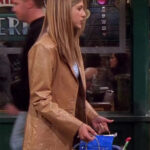 Friends Rachel Green Brown Leather Coat Jacket - Image 3