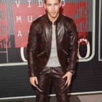 nick-jonas-Brown-leather-jacket