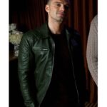 Sebastian Stan Biker Quilted Green Leather Jacket - Image 3