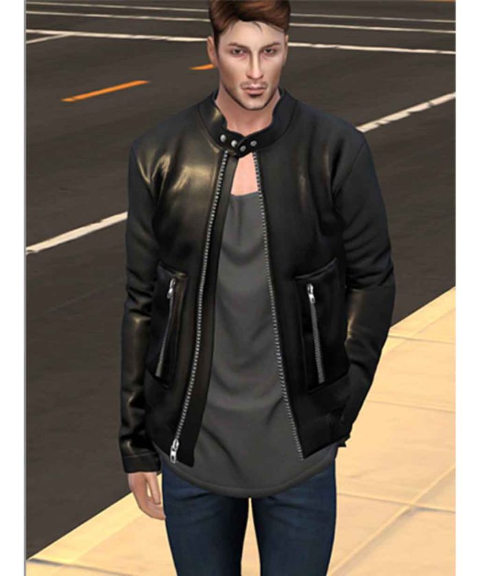 Mens Black Sims 4 Leather Jacket