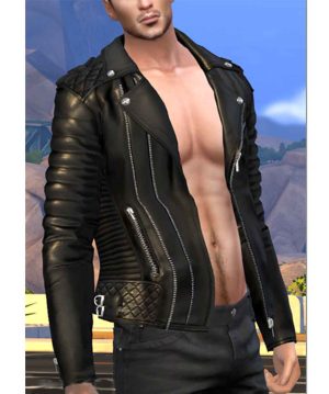 Sims 4 Black Mens Motorcycle Leather Jacket