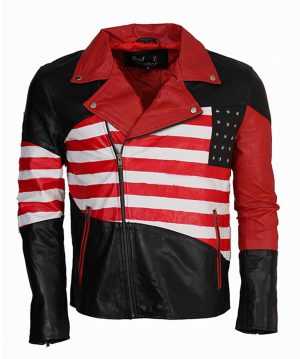 Easy Rider Men America Flag Leather Jacket