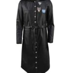 PUBG Black Hooded Leather Trench Coat