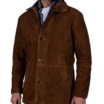 Robert Taylor Sheriff Longmire Brown Suede Leather Coat Sale