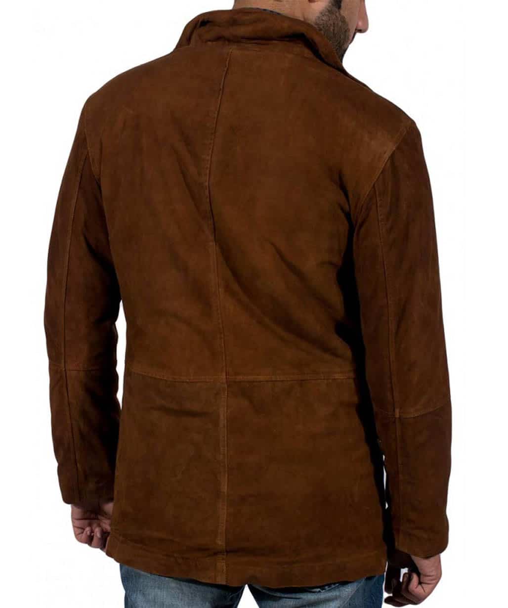 Robert Taylor Sheriff Longmire Brown Suede Leather Coat Sale-online