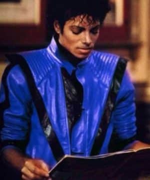 Thriller Michael Jackson Blue Leather Jacket for Sale